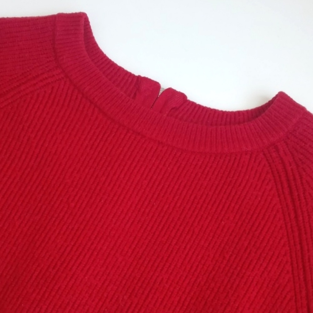 Zara Women's Red Cropped Ribbed Nylon Blend Long Sleeve Sweater S (Back Zip) - Picture 4 of 16